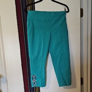 Attyre Turquoise Capris with Embroidery
